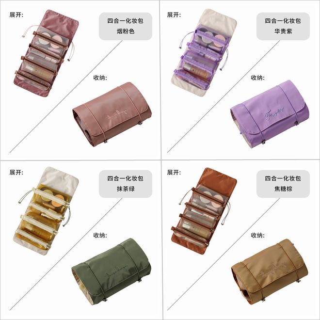 包就够了分类收纳4小包可独立使用这才是包包该有的样子！mg不朽情缘游戏平台全家旅行洗护四合一化妆收纳包这1小(图8)